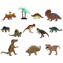 Игровой набор из 11 фигурок динозавров и дерева (HGL, SV10804) - миниатюра